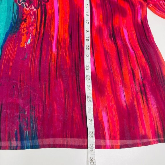 Catherines Women's sheer v neck top Size 3XWP watercolor sequins embroidered art - Picture 8 of 9
